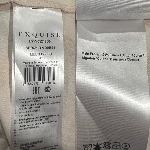 Exquise Brooklyn Dress Watercolor Belted Cotton Yellow Orange Pastels - Picture 14 of 17